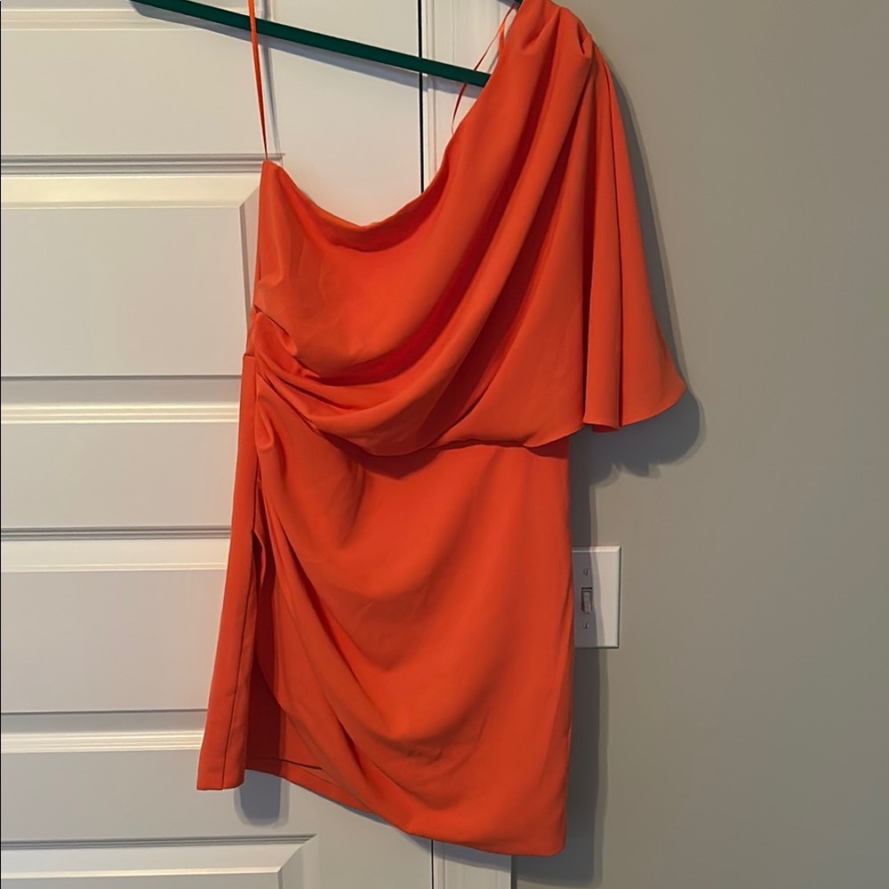 Elegant Orange One-Shoulder Dress